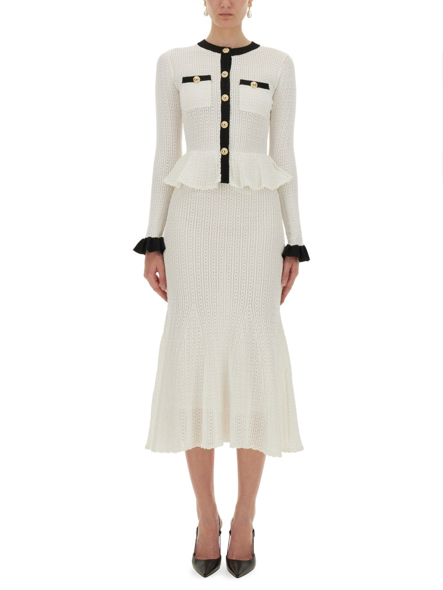 PERFORATED KNIT MIDI DRESS