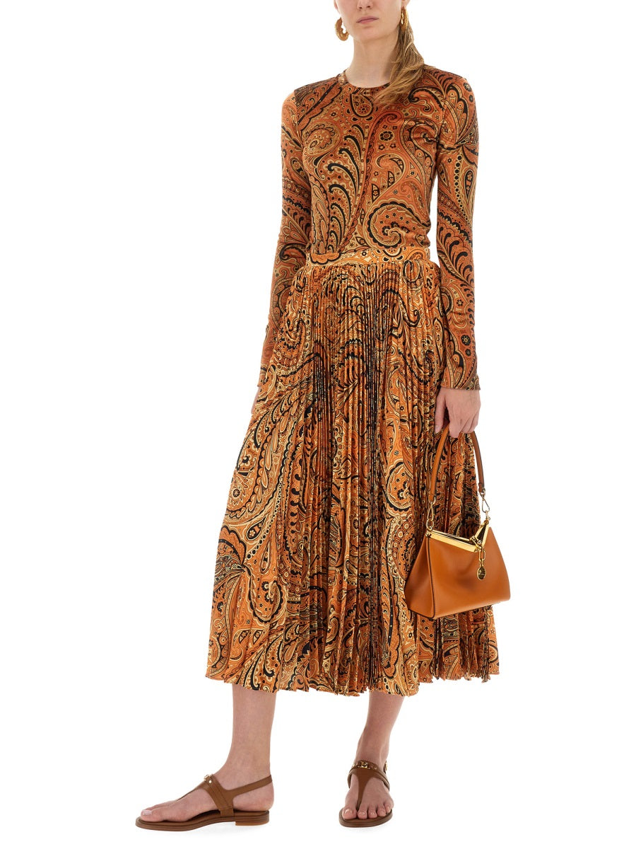 PLEATED SABLÉ SKIRT WITH PRINT