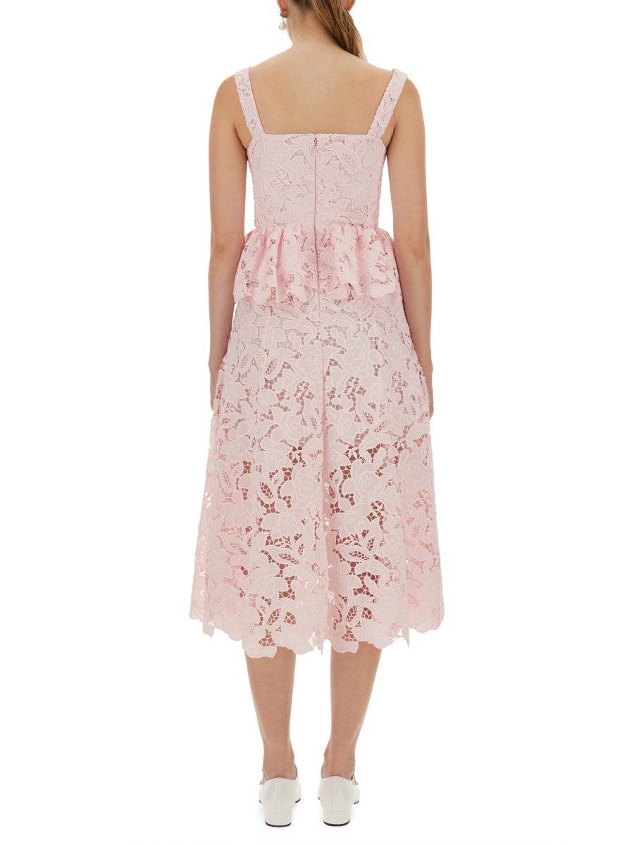 LACE MIDI PEPLUM DRESS