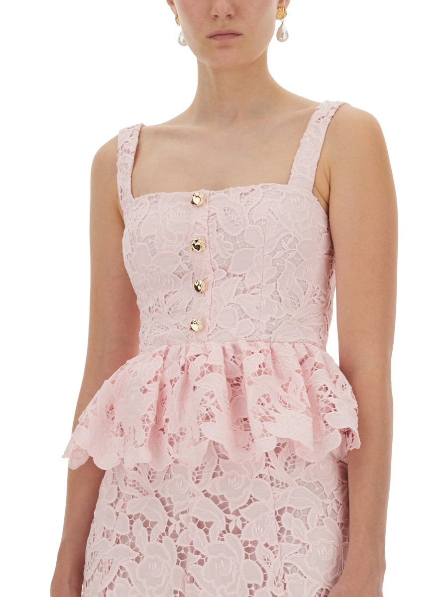 LACE MIDI PEPLUM DRESS