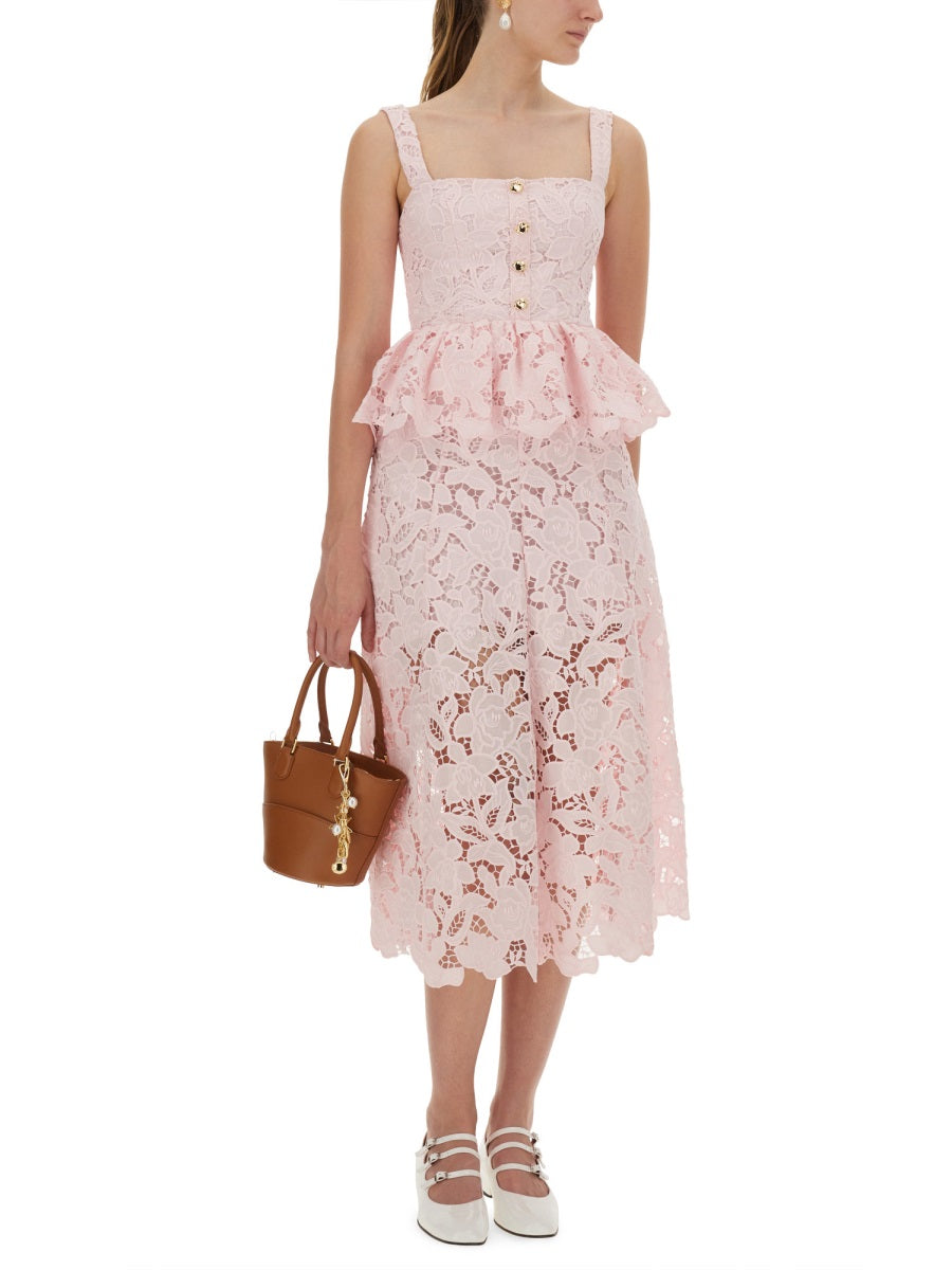 LACE MIDI PEPLUM DRESS