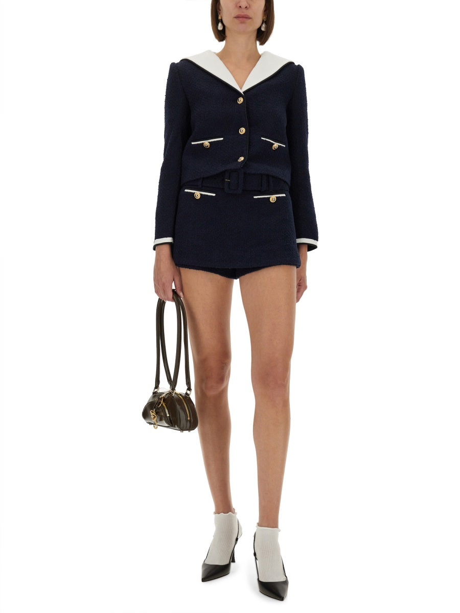 BOUCLE JACKET WITH CONTRASTING NECKLINE