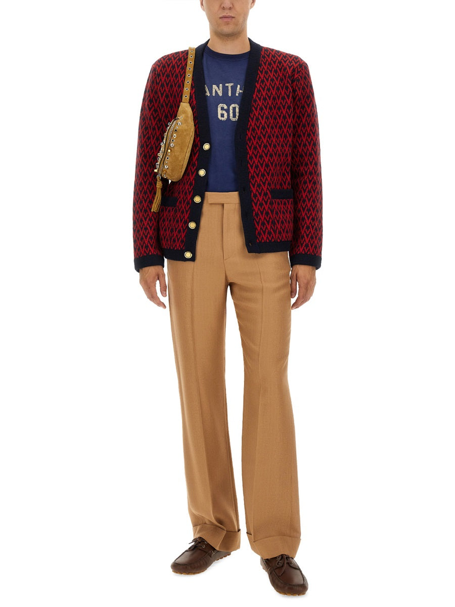 GABARDINE PANTS WITH LAPELS