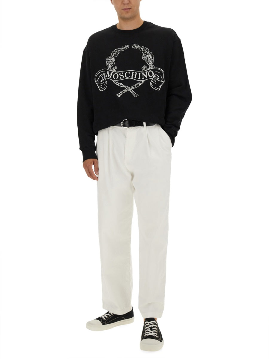 SWEATSHIRT WITH LAUREL CROWN LOGO EMBROIDERY
