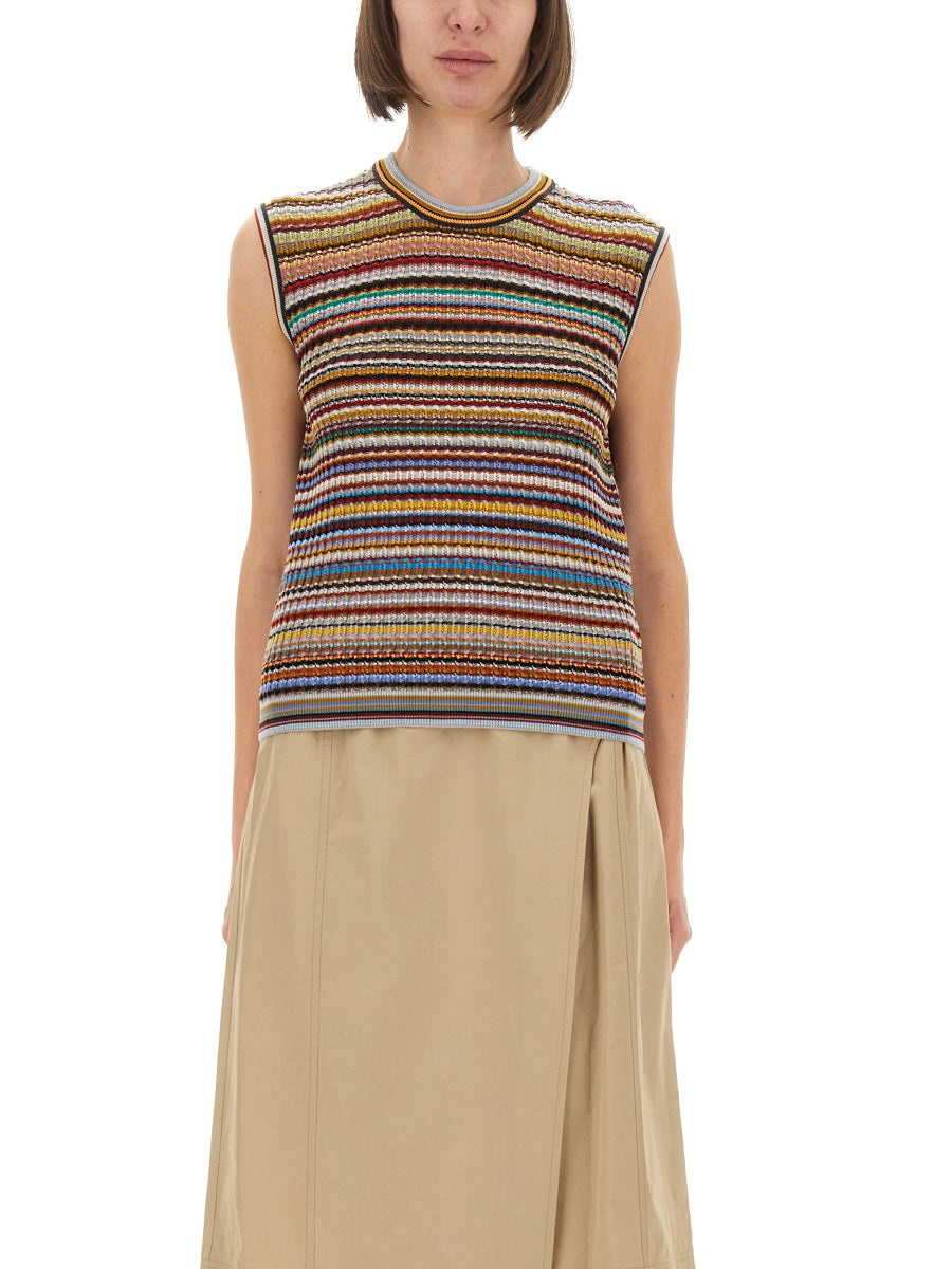 "SIGNATURE STRIPE" KNIT VEST