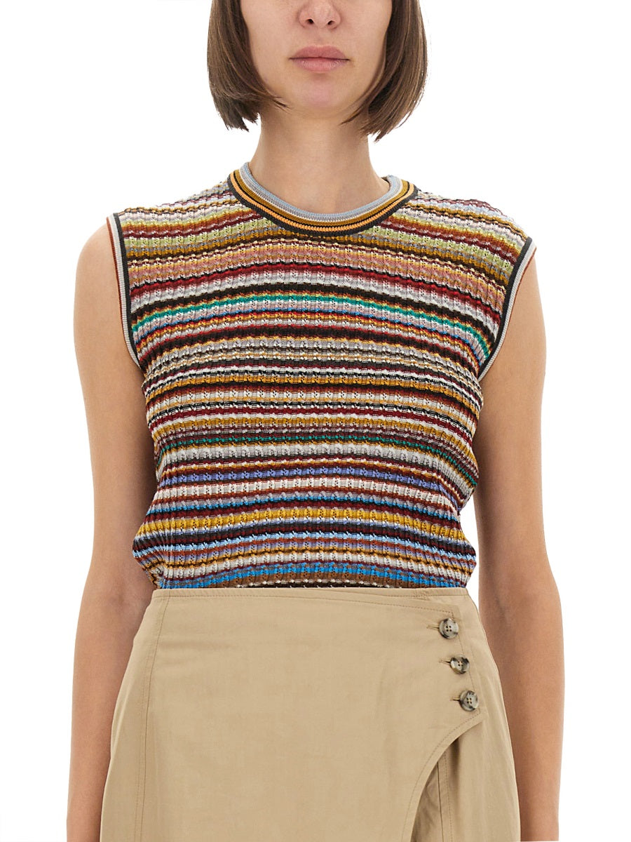"SIGNATURE STRIPE" KNIT VEST