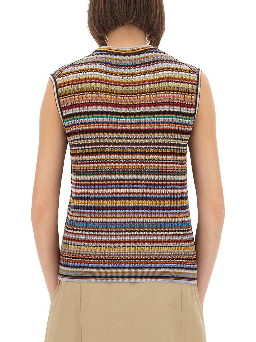 "SIGNATURE STRIPE" KNIT VEST