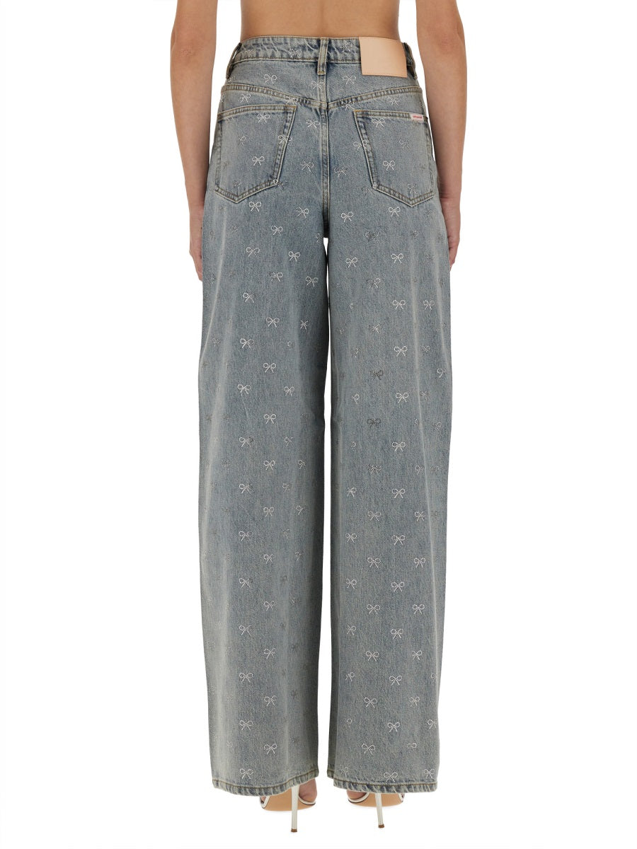 JEANS WITH RHINESTONE BOWS