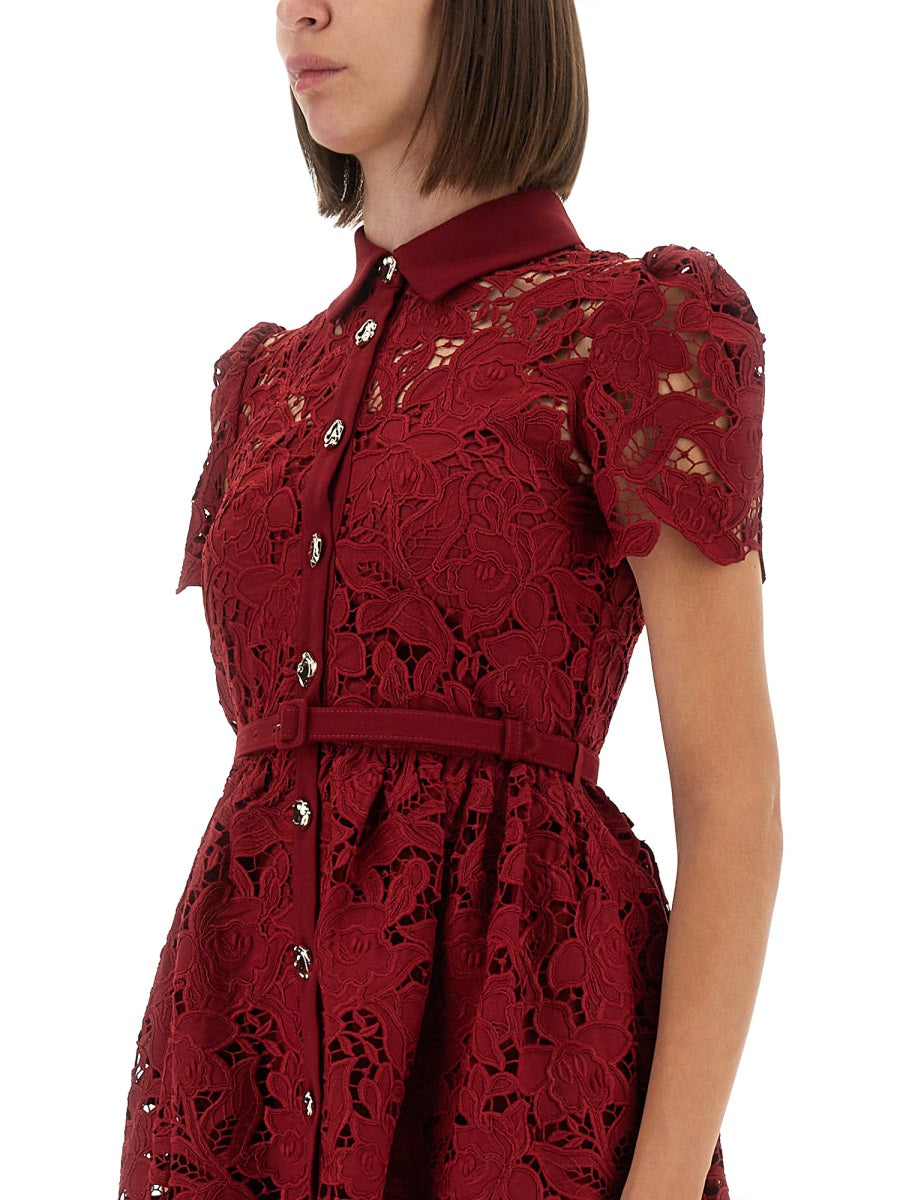 LACE MINI DRESS WITH COLLAR