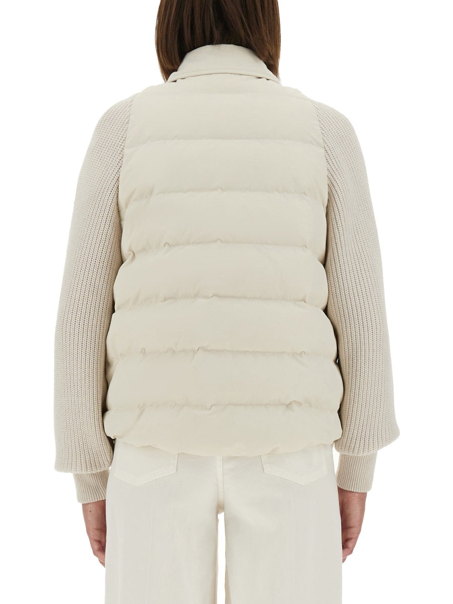DOWN JACKET WITH SHINY FLAP DETAIL