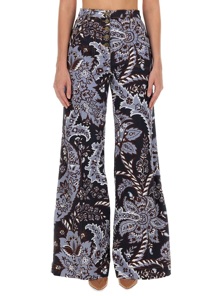PAISLEY PRINT FLARE JEANS
