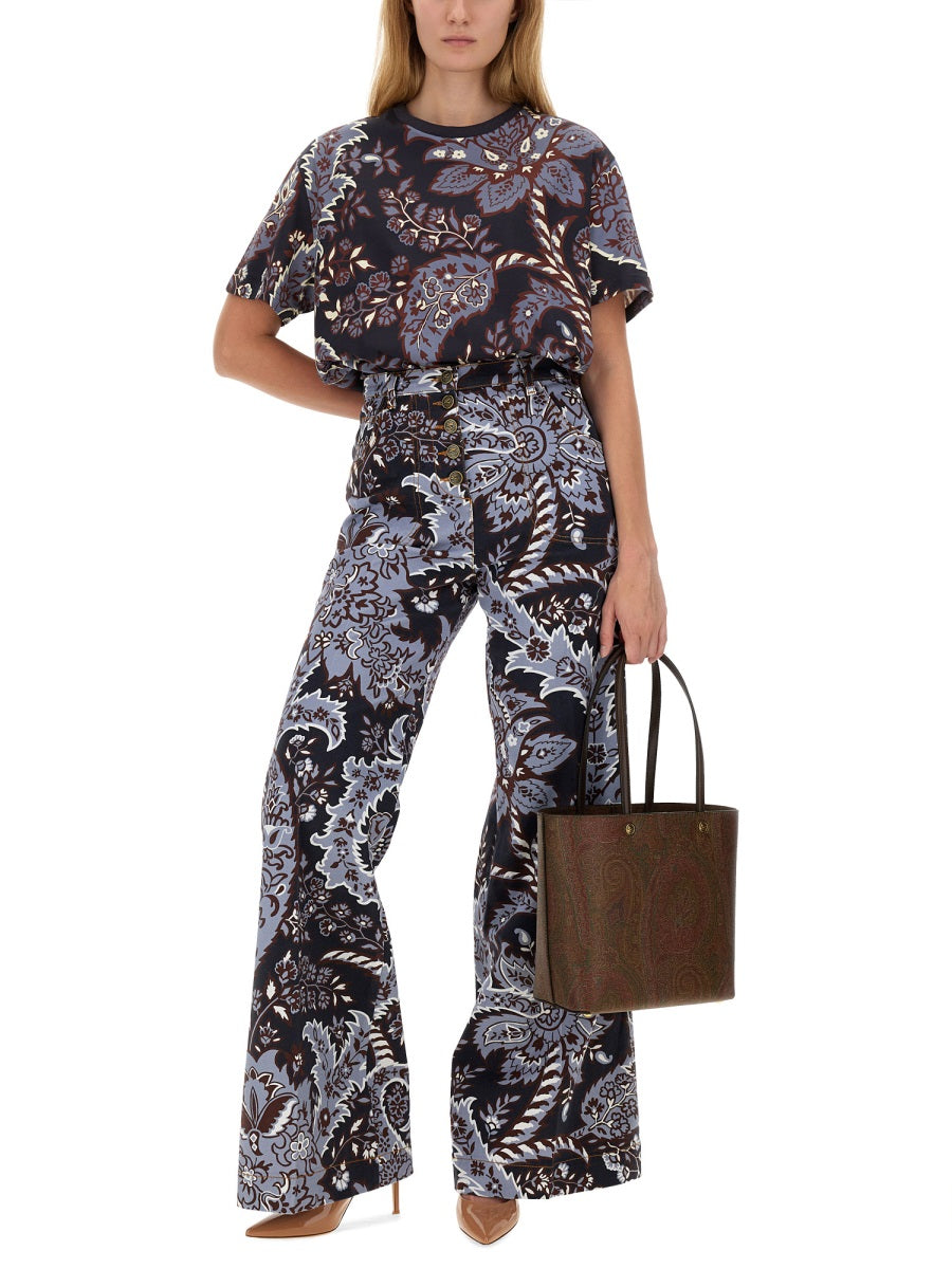 PAISLEY PRINT FLARE JEANS