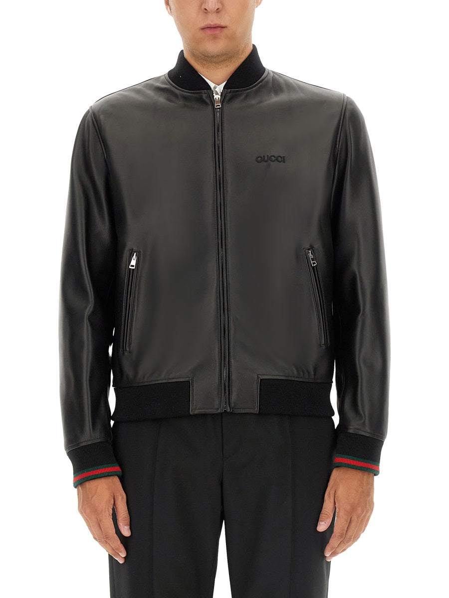 LEATHER BOMBER JACKET