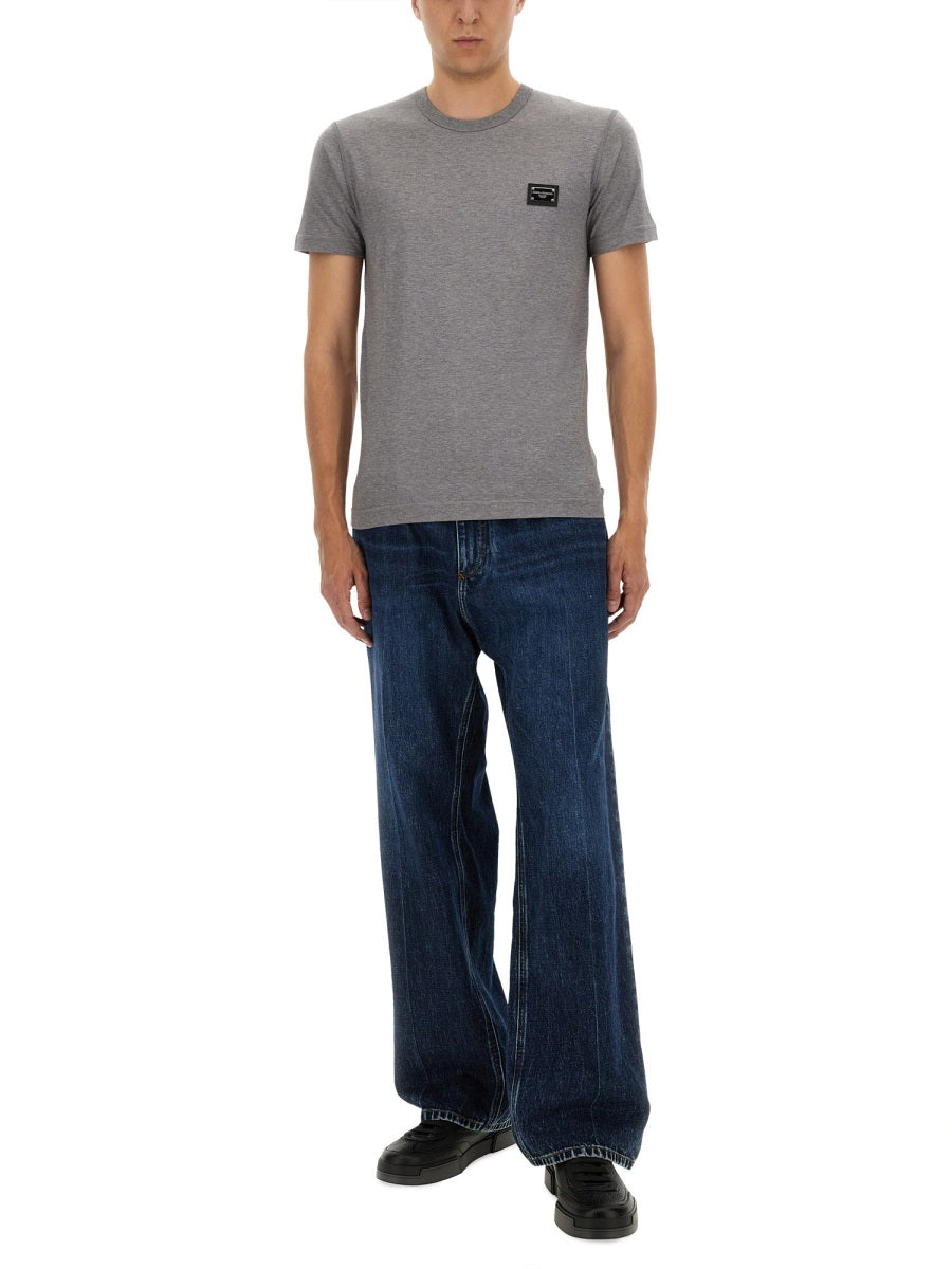 COTTON T-SHIRT WITH LOGO PLAQUE