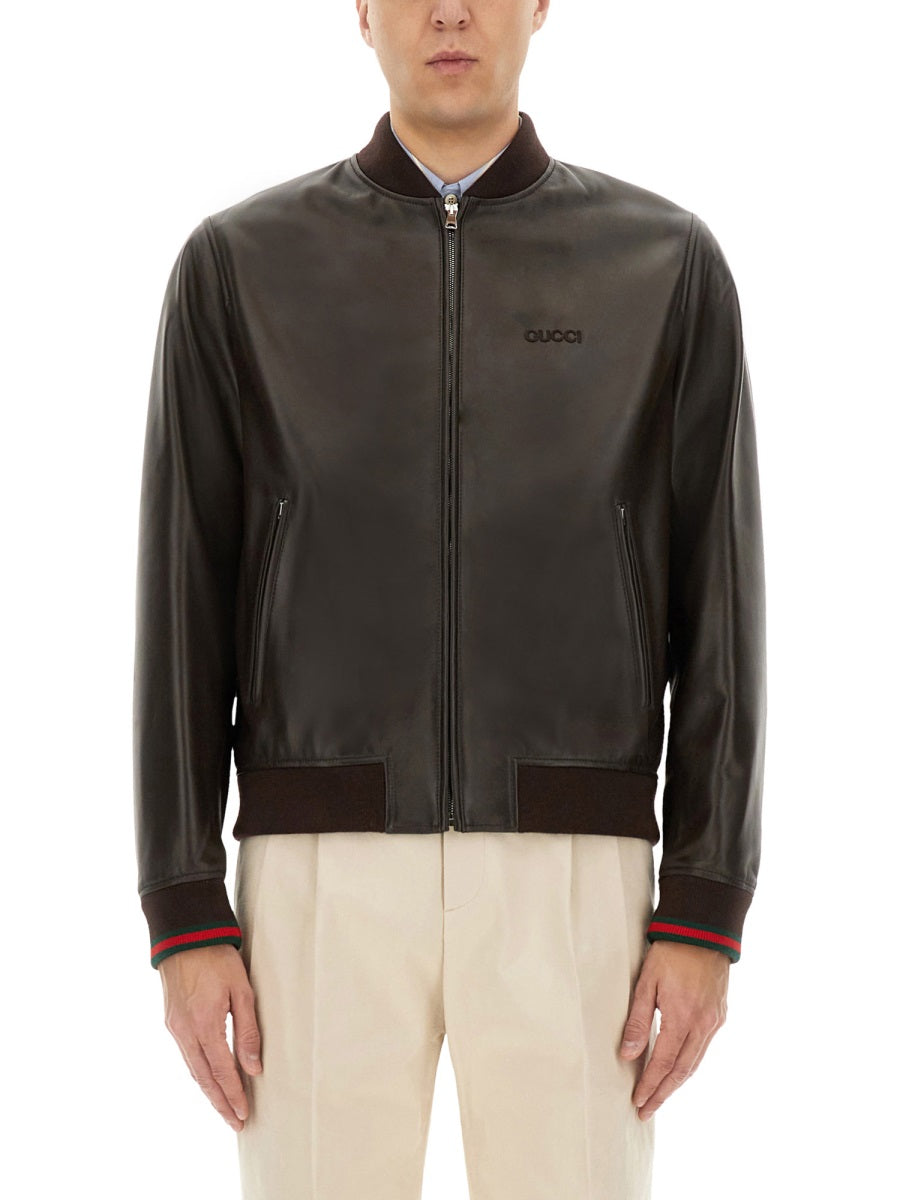 LEATHER BOMBER JACKET
