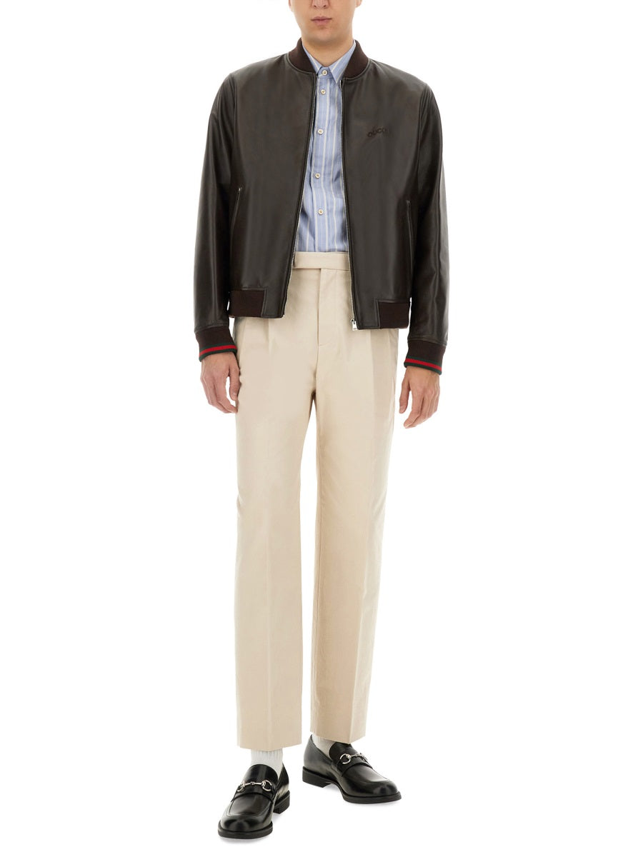 LEATHER BOMBER JACKET