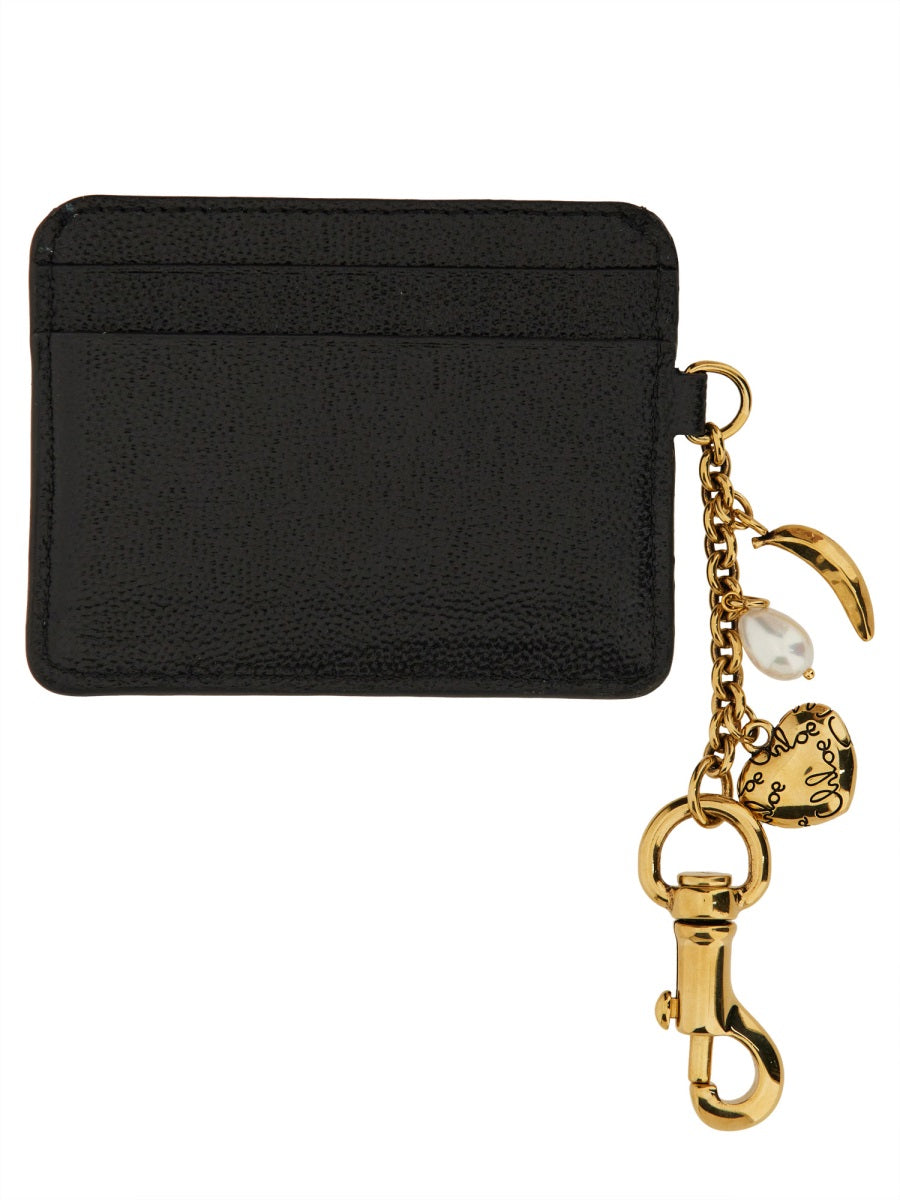 GARNET LEATHER "CHARMS" CARD HOLDER