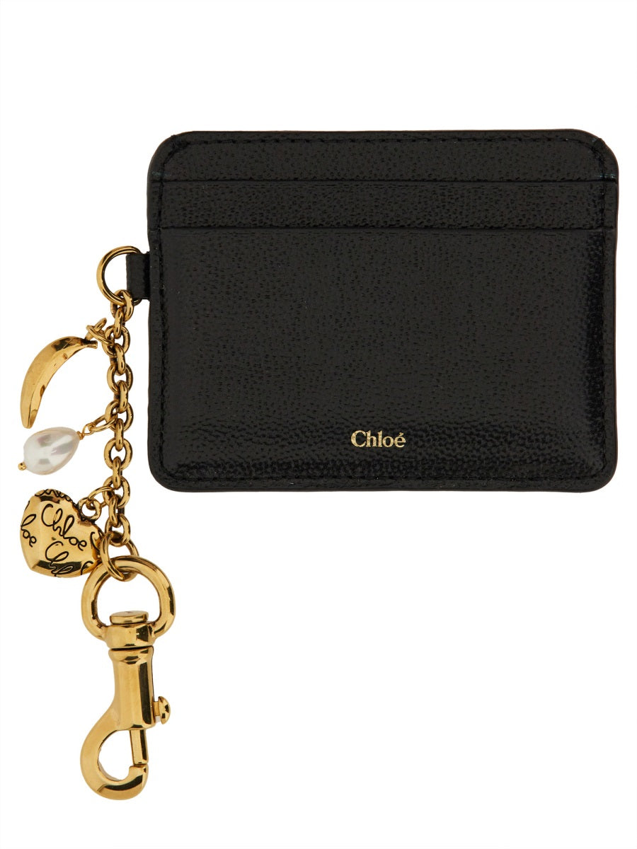 GARNET LEATHER "CHARMS" CARD HOLDER