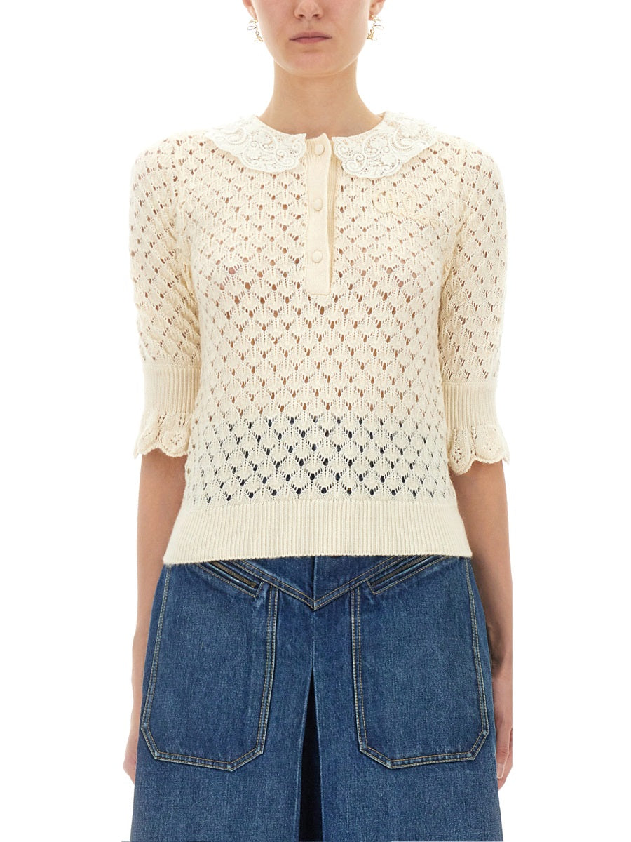 COTTON CROCHET SWEATER