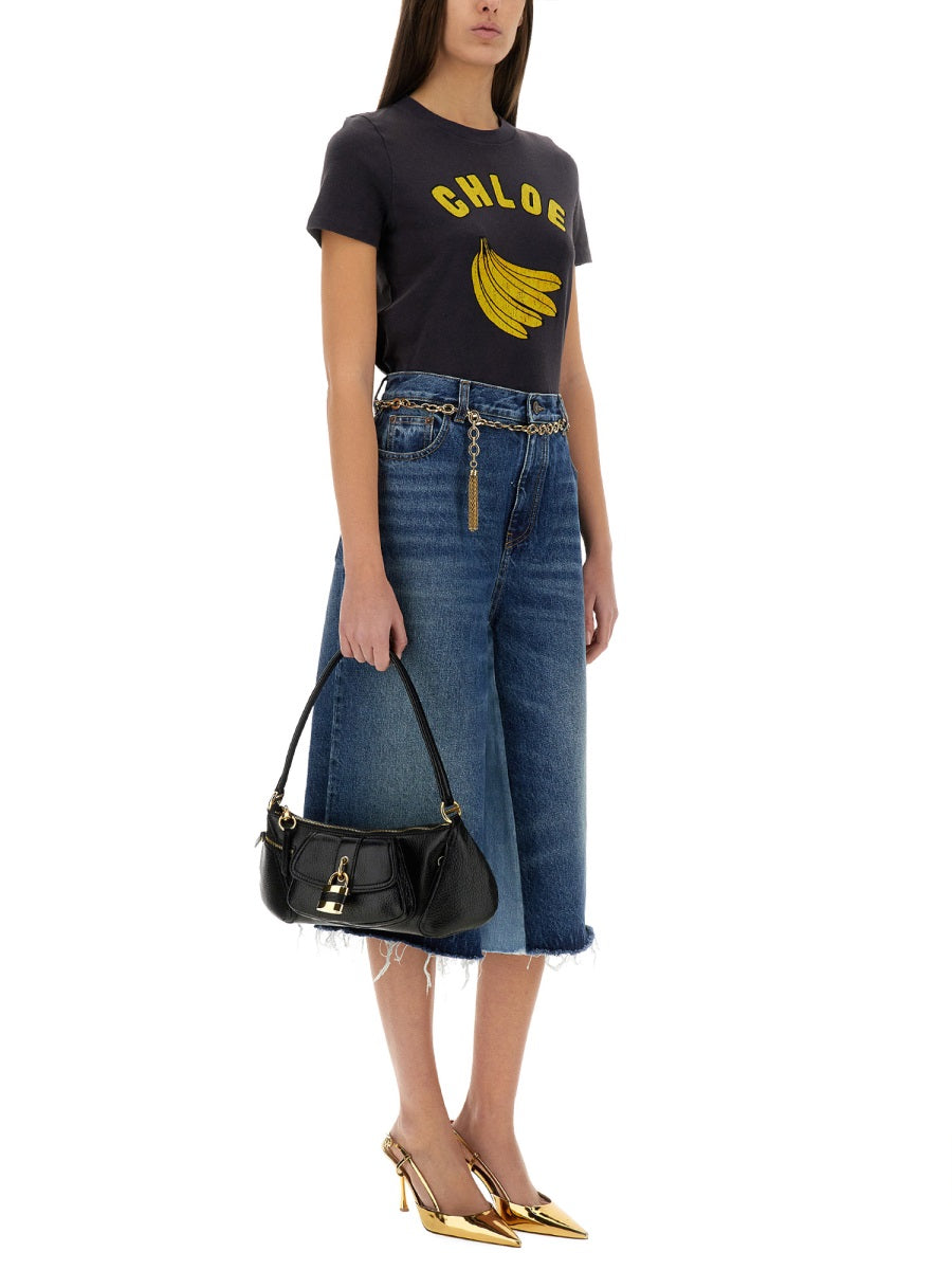 PATCHWORK DENIM BERMUDA SHORTS