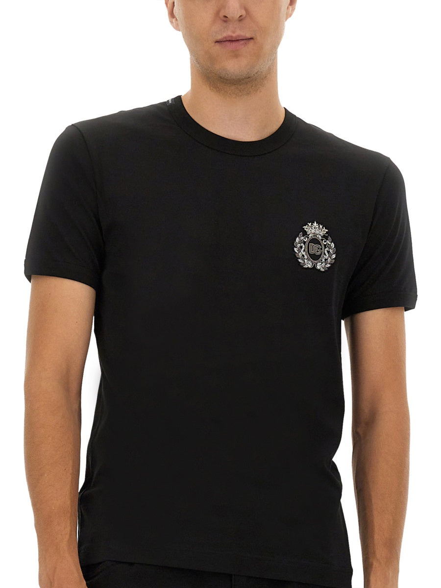 "BEE AND CROWN" EMBROIDERED T-SHIRT