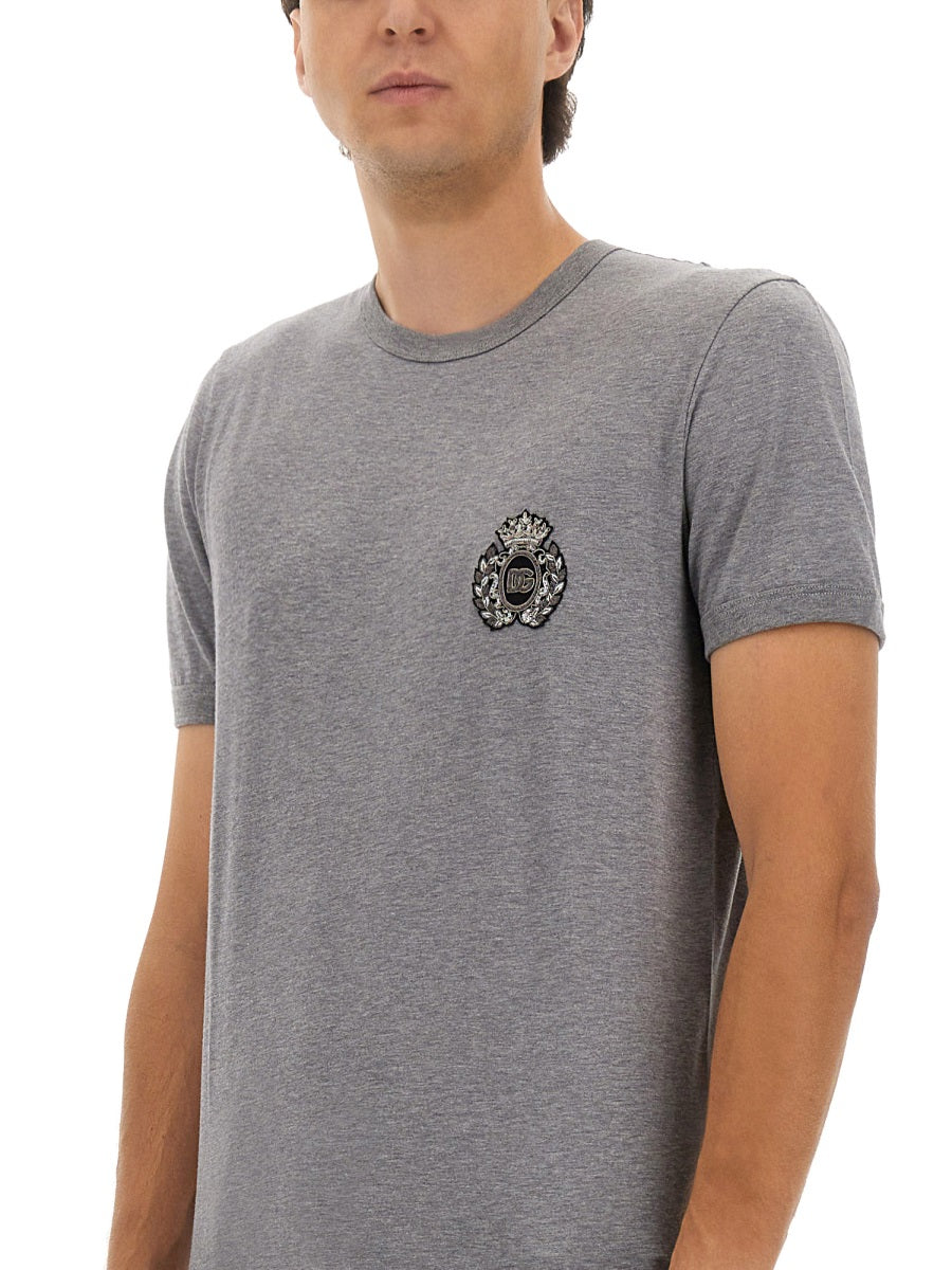 "BEE AND CROWN" EMBROIDERED T-SHIRT