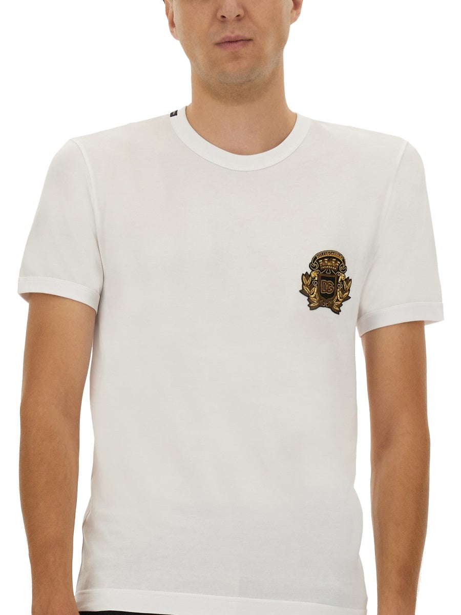 "BEE AND CROWN" EMBROIDERED T-SHIRT
