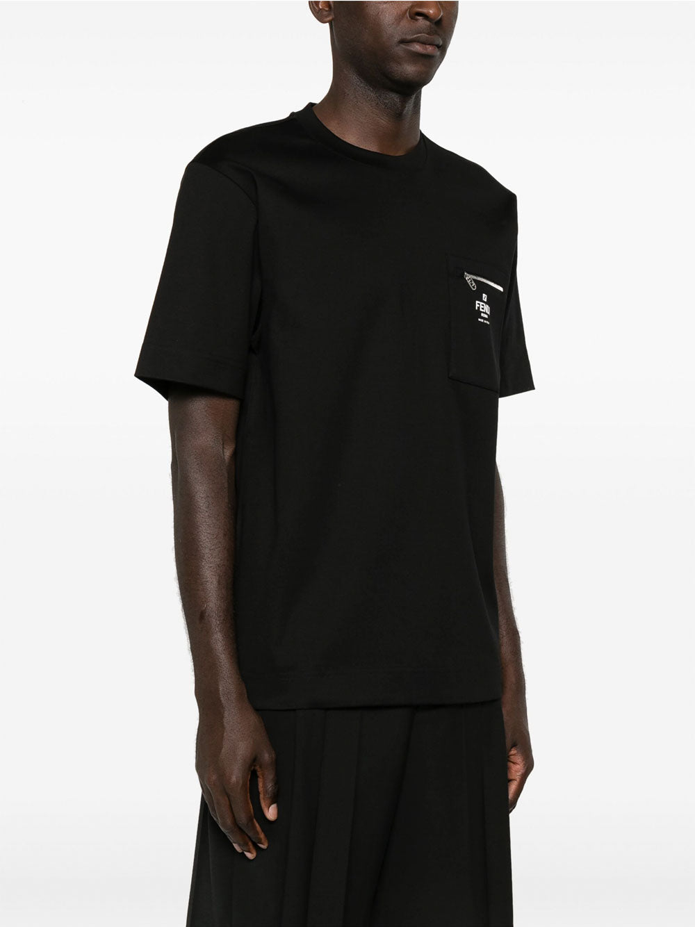 ZIP-DETAIL FENDI ROMA COTTON T-SHIRT