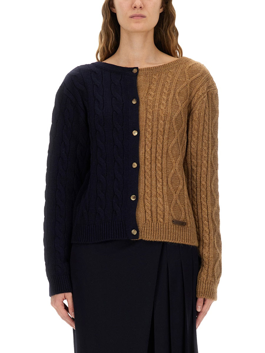 TWO-TONE ALPACA BLEND CARDIGAN