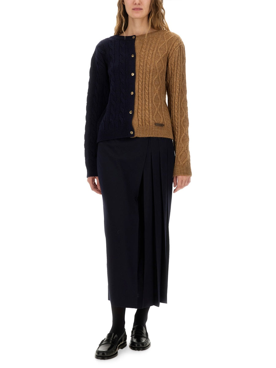 TWO-TONE ALPACA BLEND CARDIGAN