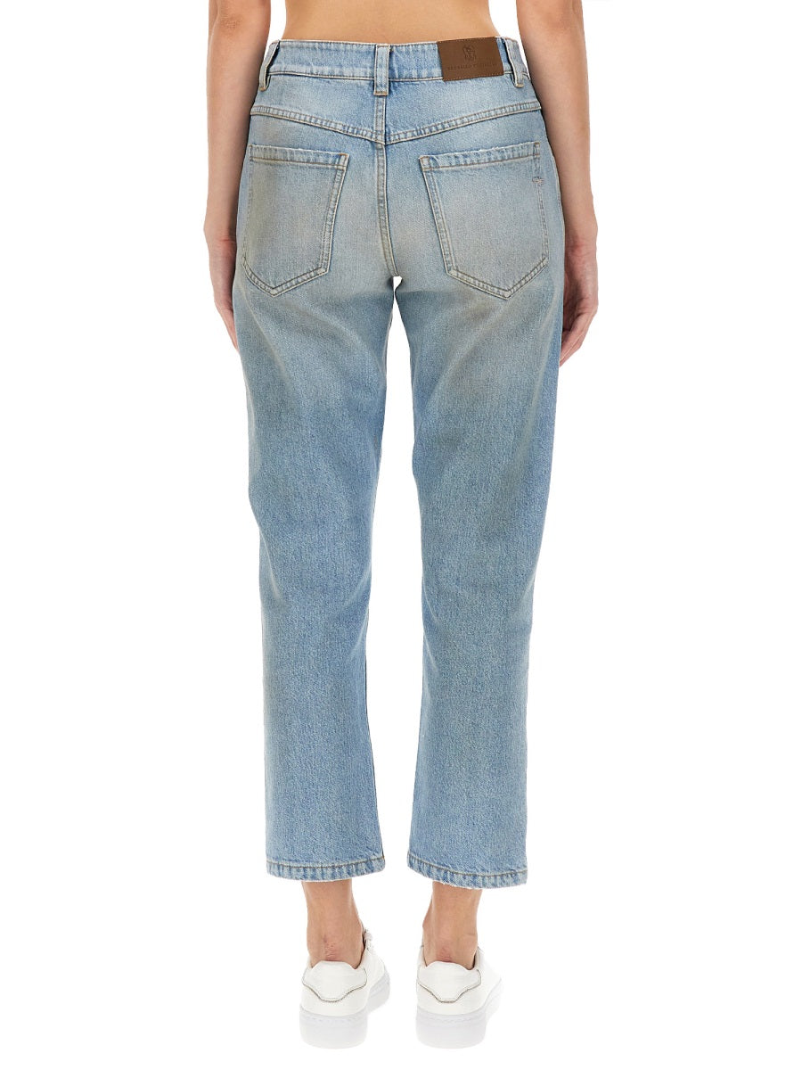 STRAIGHT PANTS WITH SHINY BARTACK