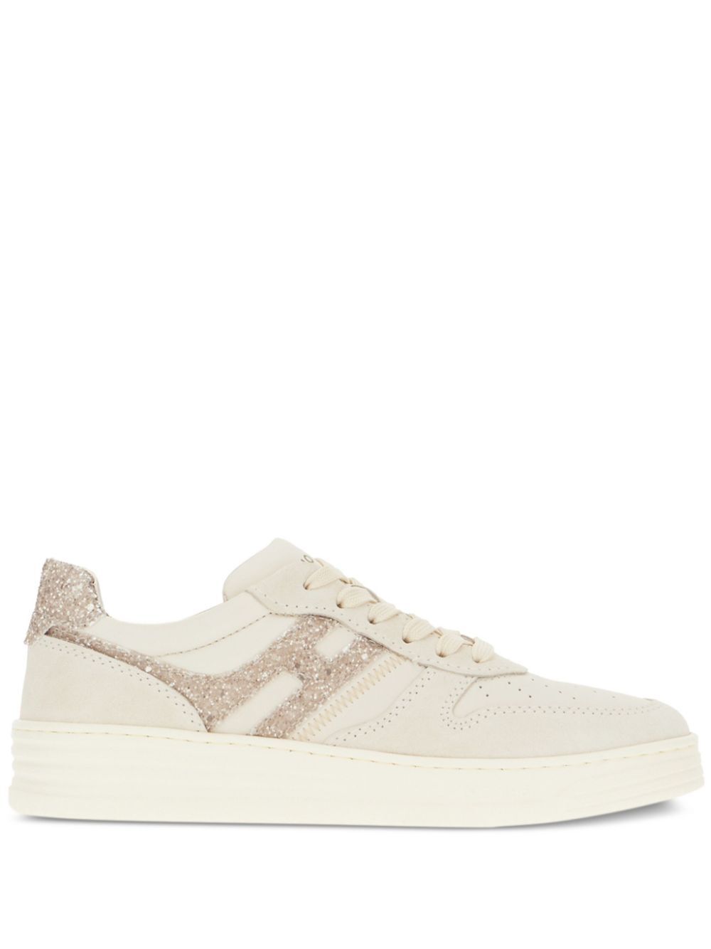 SUEDE AND SMOOTH LEATHER H630 SNEAKERS WITH GLITTERED H
