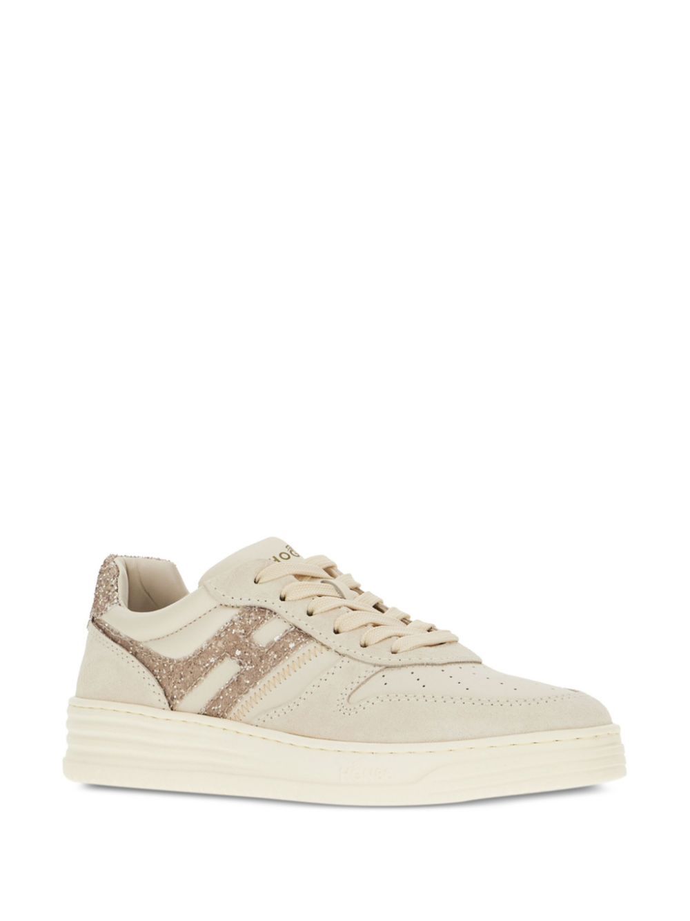 SUEDE AND SMOOTH LEATHER H630 SNEAKERS WITH GLITTERED H