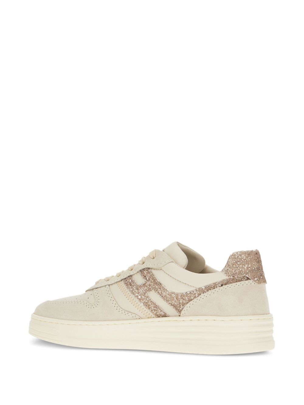 SUEDE AND SMOOTH LEATHER H630 SNEAKERS WITH GLITTERED H