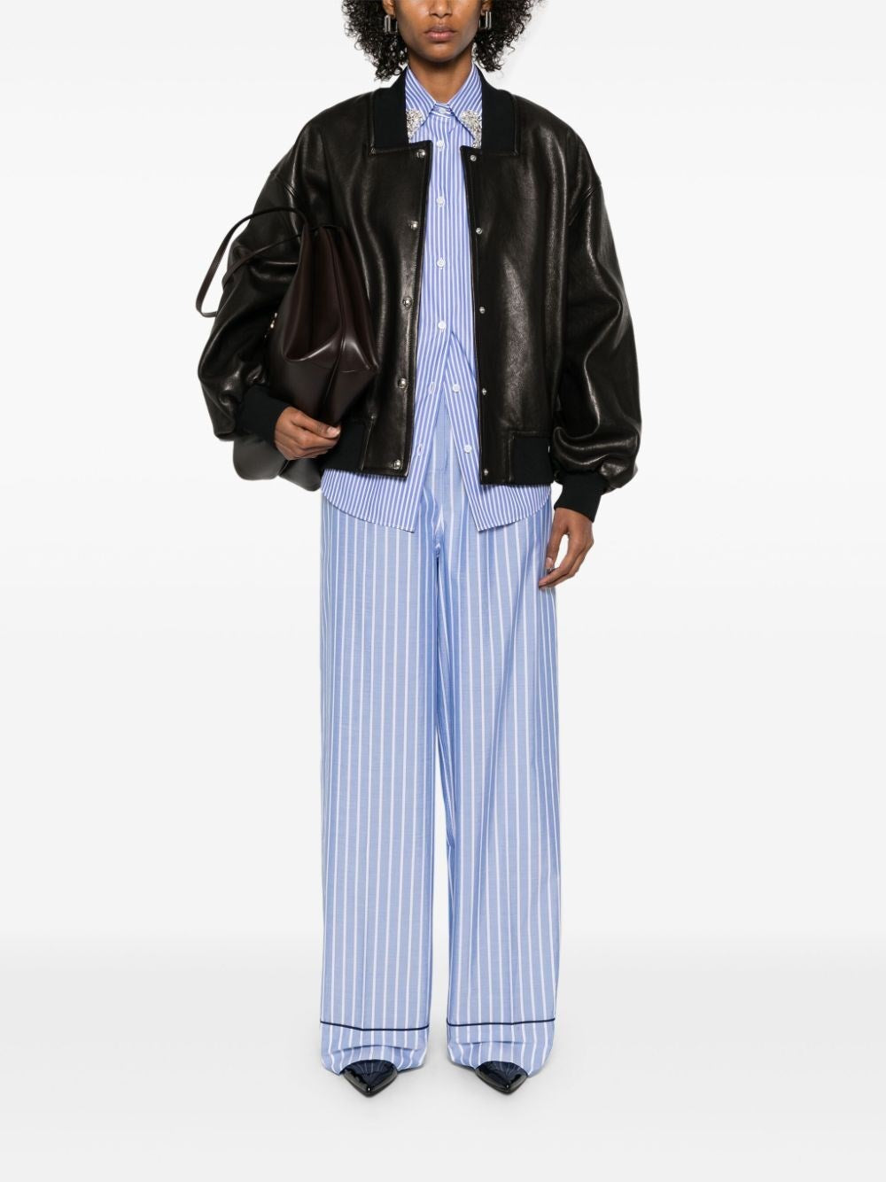 EMBELLISHED COLLAR STRIPED SHIRT