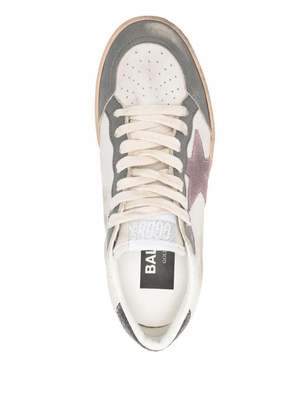 BALL STAR SNEAKERS WITH SUEDE PURPLE STAR AND LIZARD EFFECT HEEL TAB