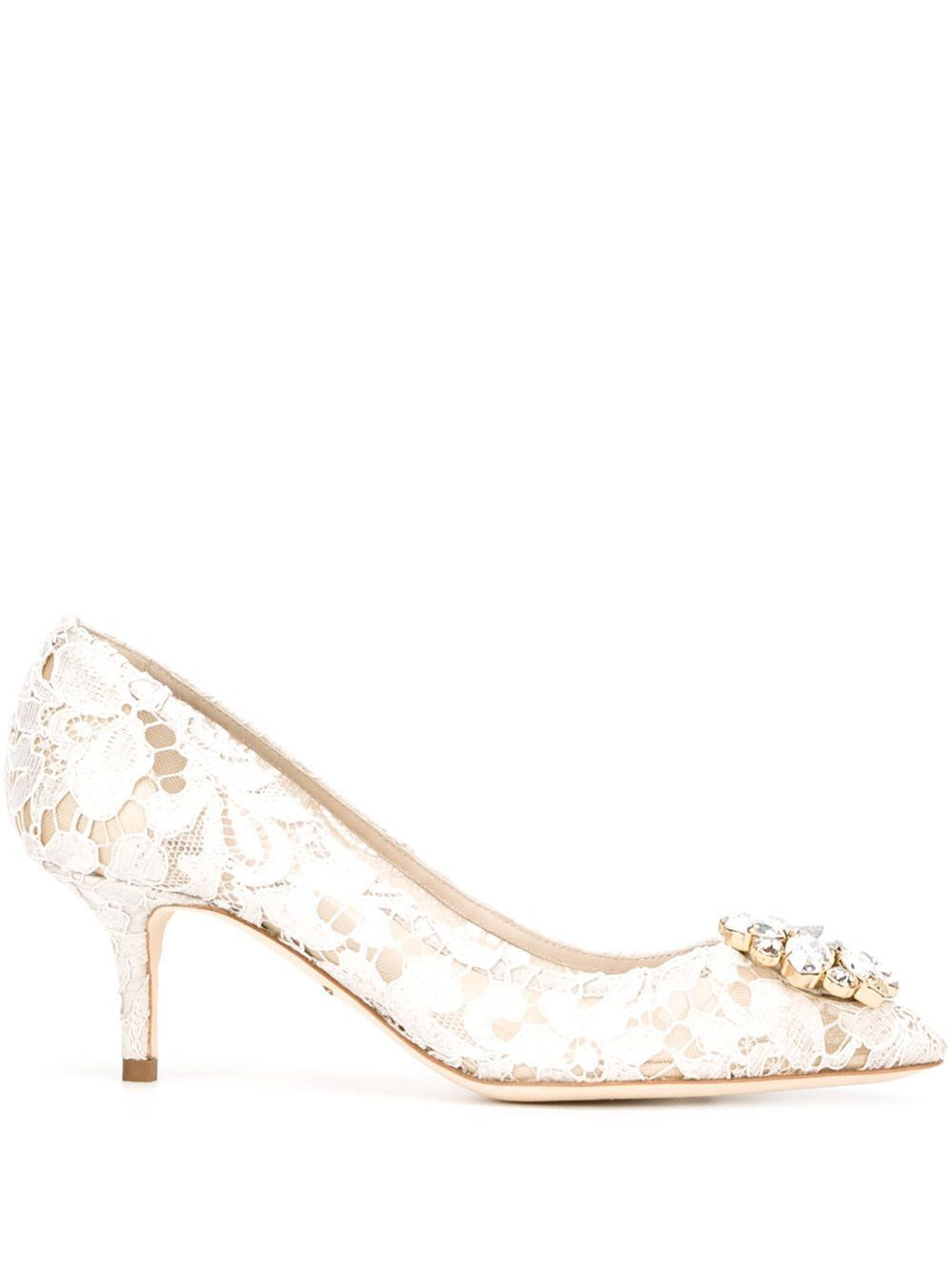 LACE RAINBOW PUMPS WITH BROOCH DETAILING