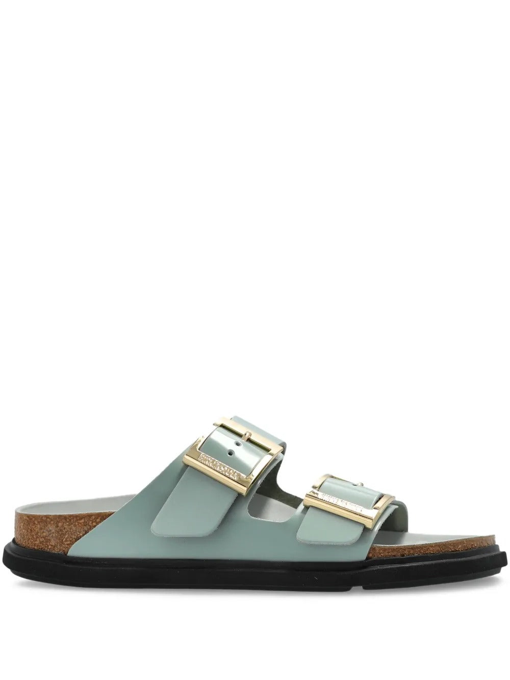 ARIZONA DROPLET BUCKLE SHINY LEATHER SANDALS