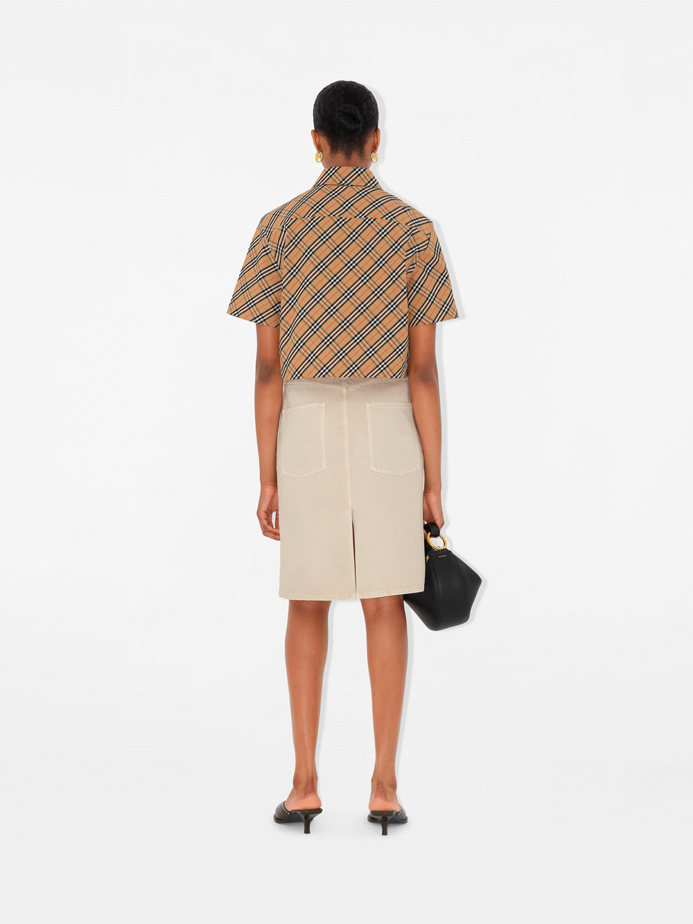 CROPPED CHECK COTTON SHIRT