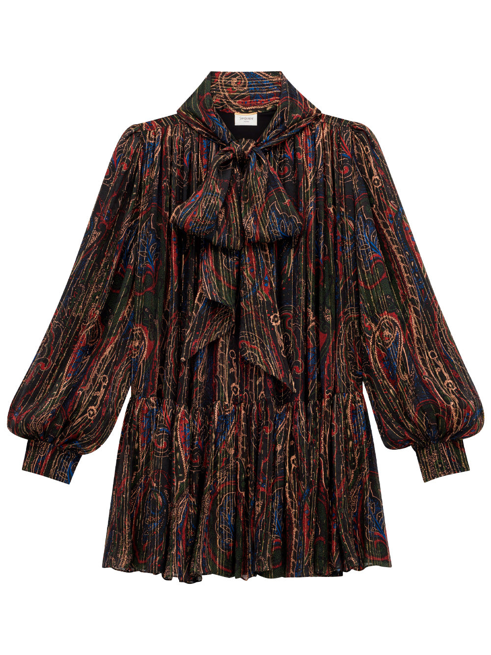 LAVALLIÈRE SEMI-SHEER DRESS IN PAISLEY LUREX SILK