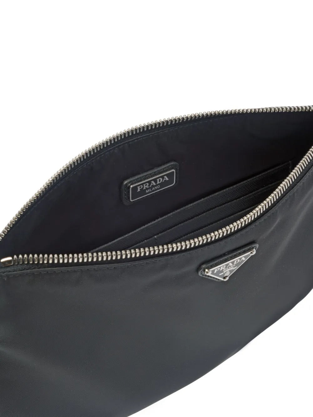 RE-NYLON AND SAFFIANO LEATHER POUCH