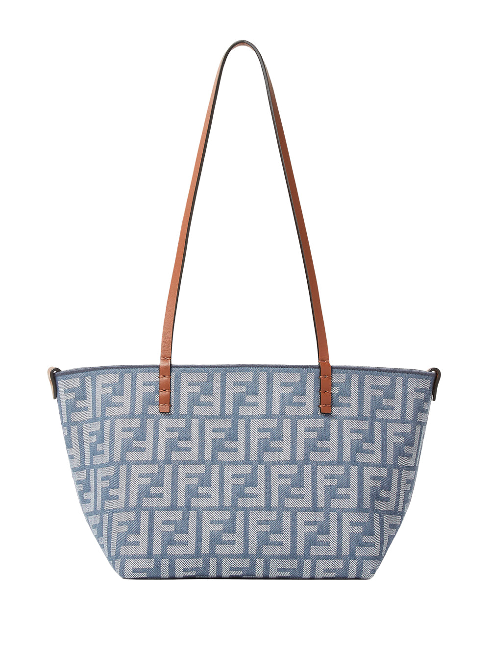 SMALL ROLL BLUE DENIM-EFFECT FF JACQUARD REVERSIBLE SHOPPER