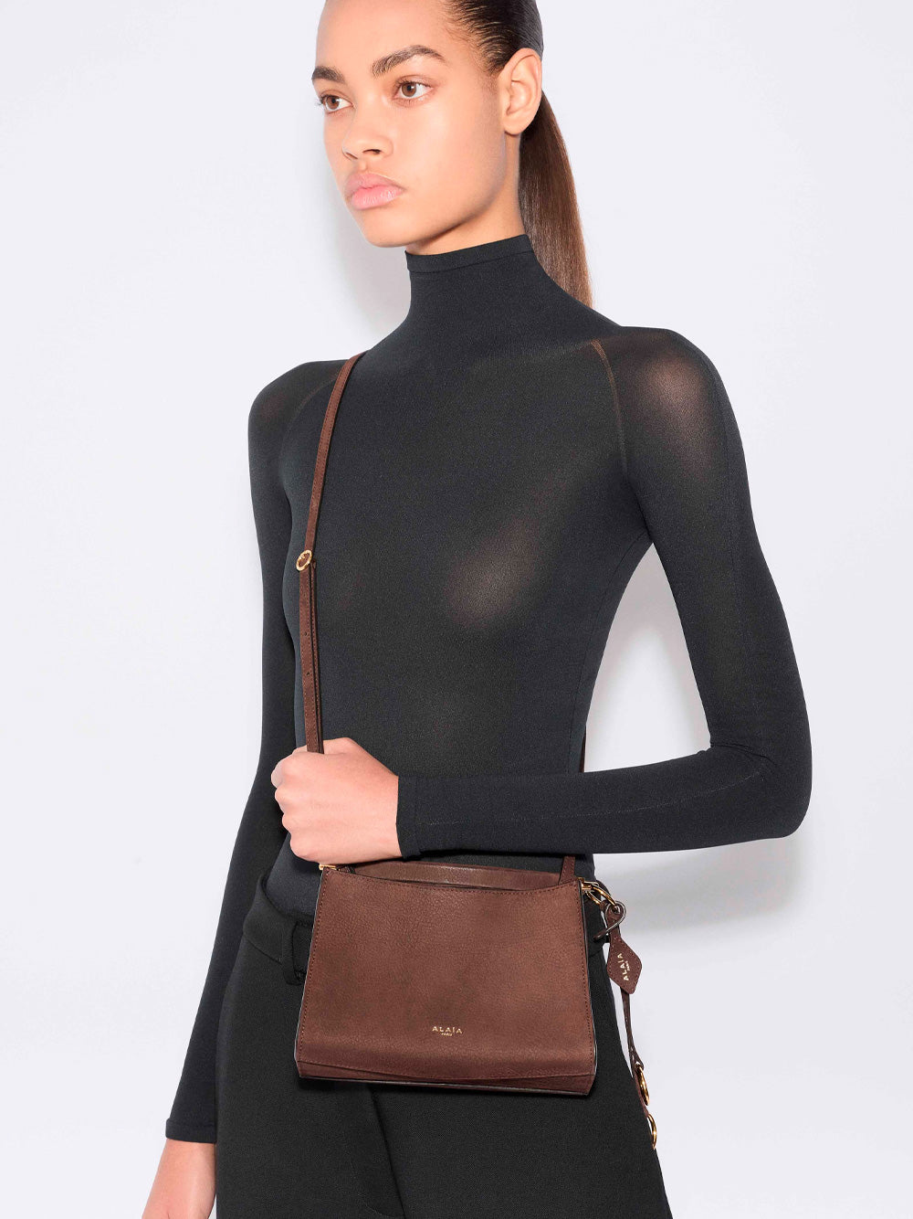 LE CLICK SMALL SQUARE BAG IN NUBUCK