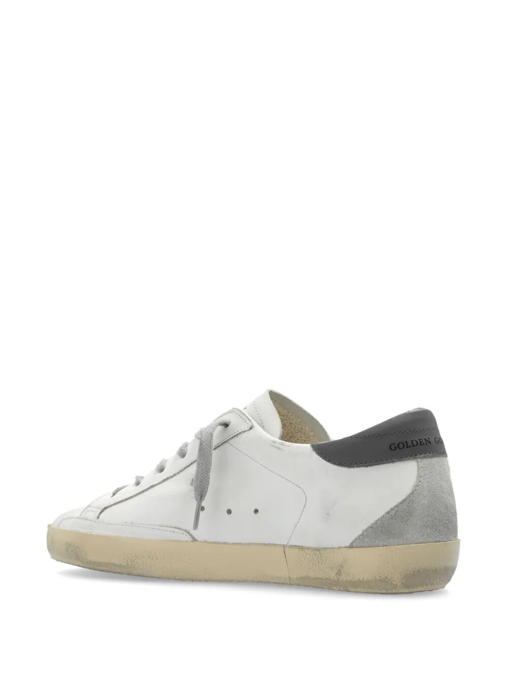 SUPER-STAR LEATHER SNEAKERS WITH SUEDE GREY LEATHER AND LEATHER GREY HEEL TAB