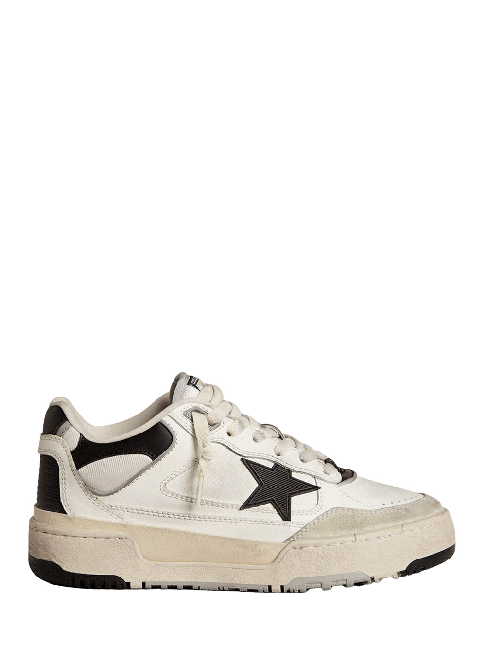 FORTY2 LEATHER SNEAKERS WITH BLACK STAR AND HEEL TAB