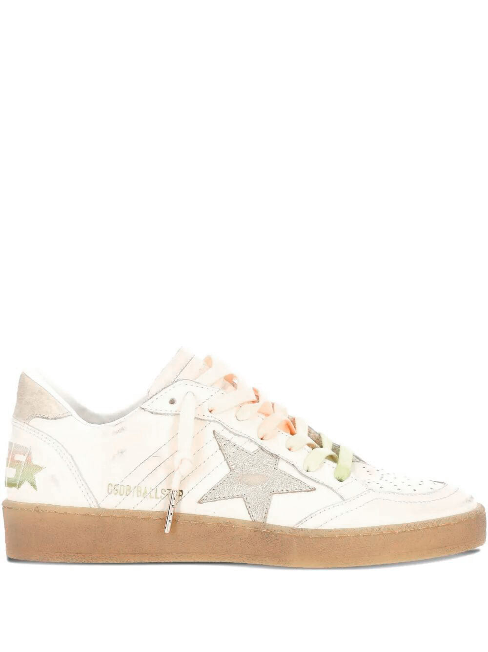BALL STAR SNEAKERS IN LEATHER WITH LAMINATED STAR AND SUEDE HEEL TAB