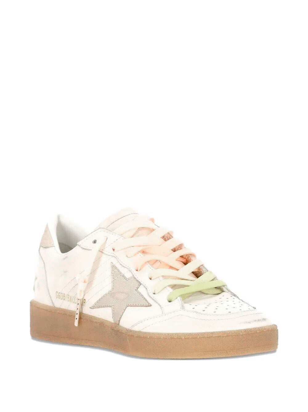 BALL STAR SNEAKERS IN LEATHER WITH LAMINATED STAR AND SUEDE HEEL TAB