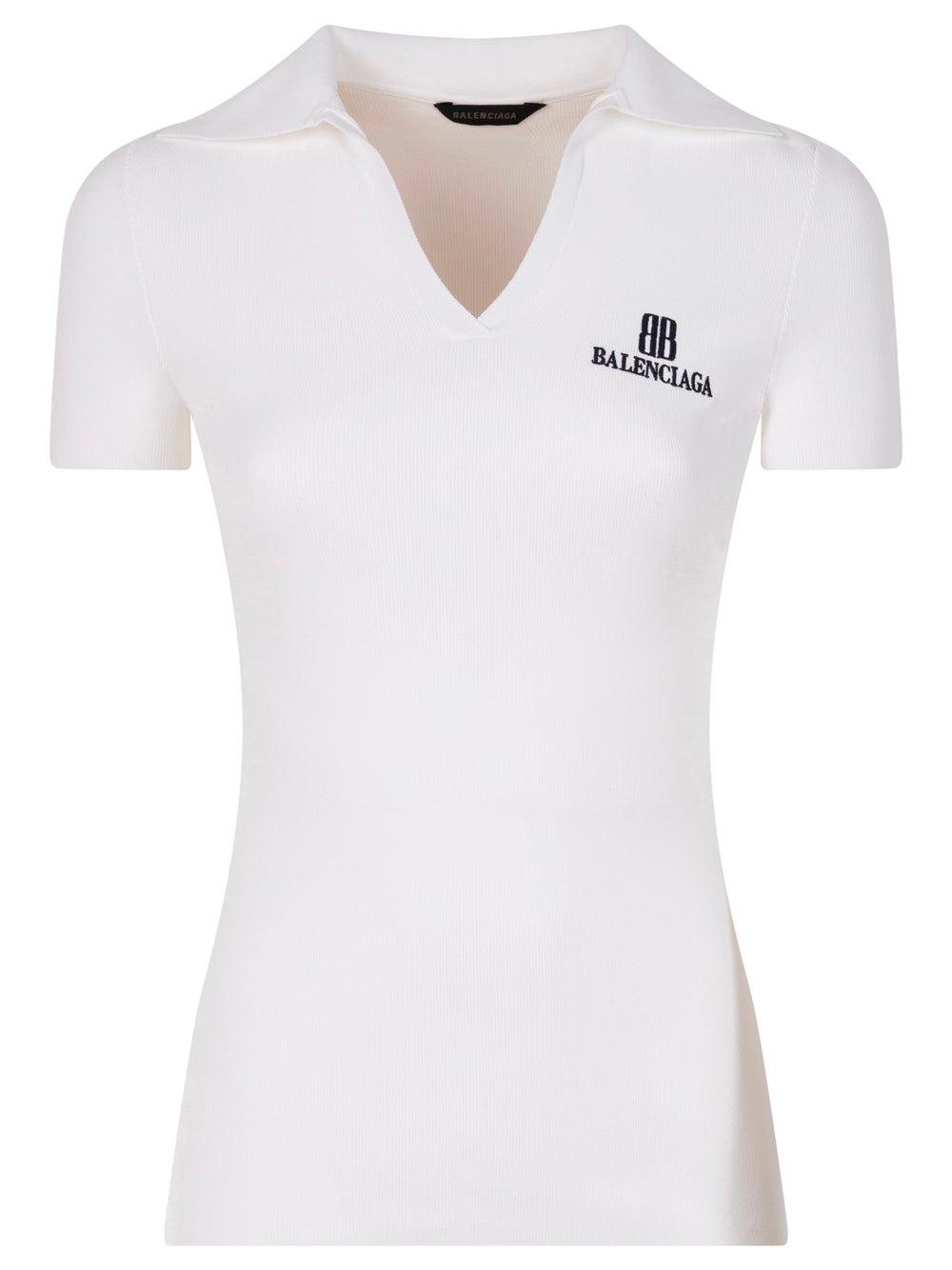 RIBBED V-NECK SHORT-SLEEVED POLO SHIRT