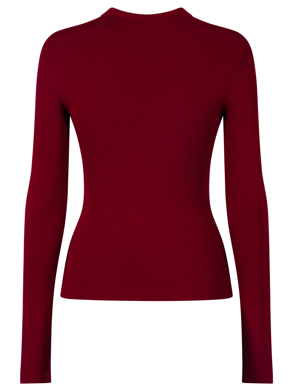 RIBBED CREWNECK LONG-SLEEVED FITTED TOP