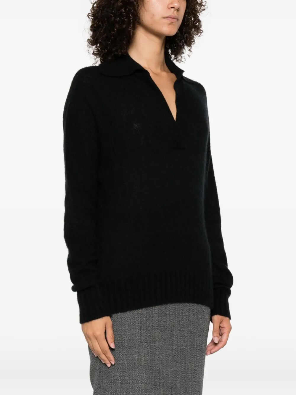 LONG SLEEVE CASHMERE SILK POLO
